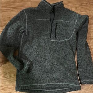 Charcoal Gray Zip Up Fleece Sweater with High Collar and Quarter Zip